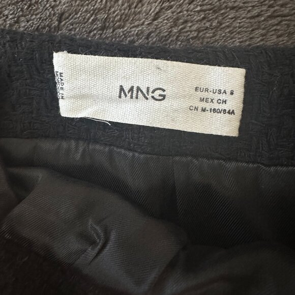 Black Tweed Mini Skirt by Mango - Fully Lined - Size S - Picture 5 of 5